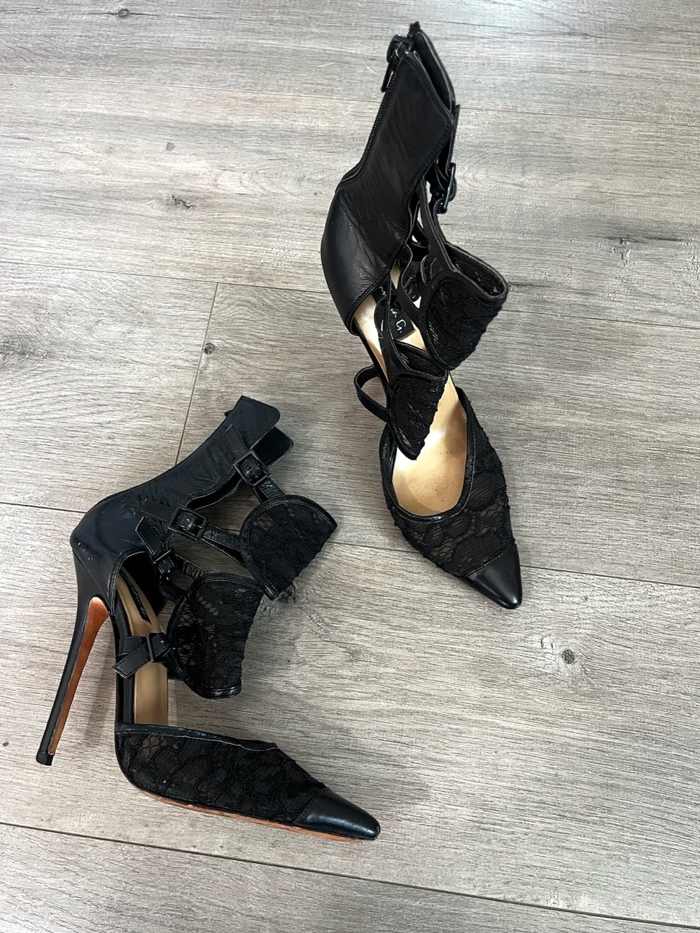 Alexandra G. Black Lace heels